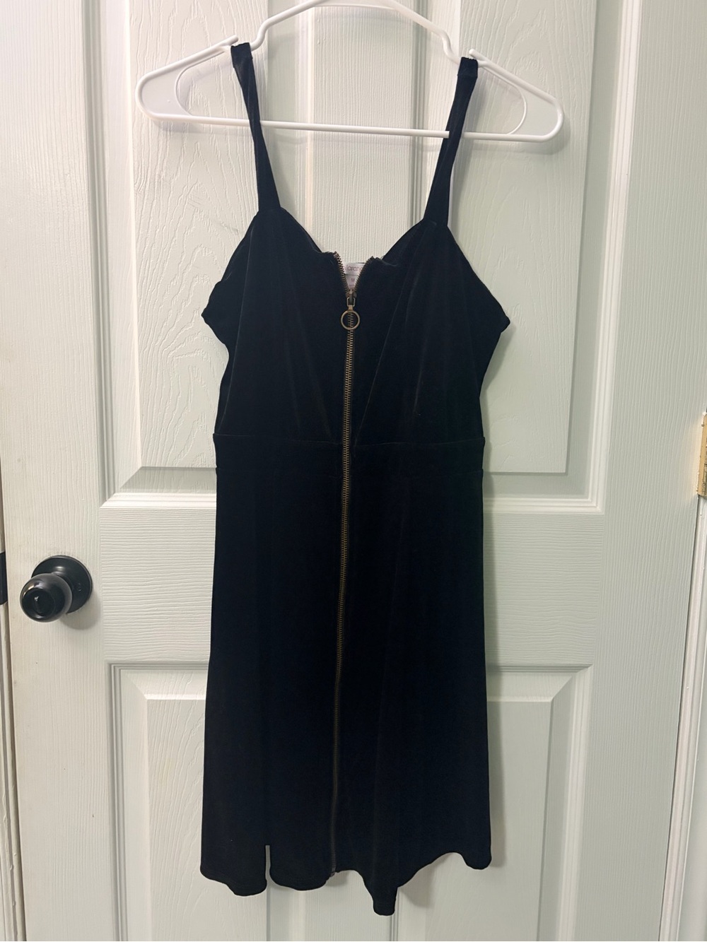 Xhilaration Black Velvet Zip-Front Mini Dress